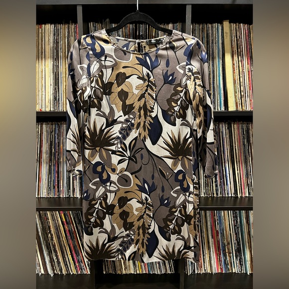 Filippa K Silk Dress XS Neutral Floral Minimalist Shift Dress - Picture 6 of 10